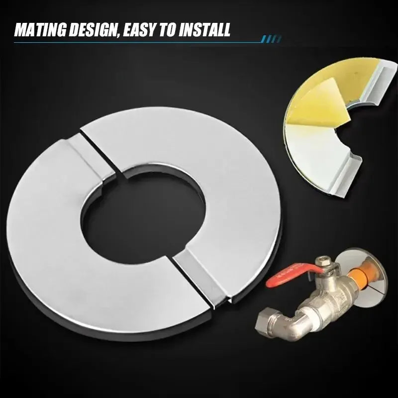 Self-Adhesive Stainless Steel Faucet Decorative Cover – Chrome Finish Wall Pipe Escutcheon for Bathroom & Kitchen (Multiple Sizes)
