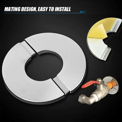Self-Adhesive Stainless Steel Faucet Decorative Cover – Chrome Finish Wall Pipe Escutcheon for Bathroom & Kitchen (Multiple Sizes)