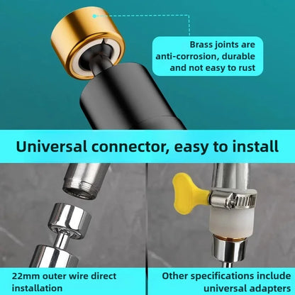 360° Rotatable Chrome Kitchen Faucet Spout – Splash-Proof, High-Pressure 3-Mode Nozzle Replacement (Easy Install)