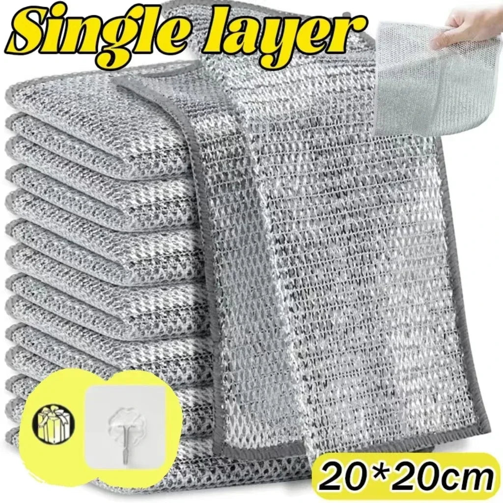 Heavy-Duty Metal Mesh Kitchen Cleaning Cloth – Non-Stick, Quick-Dry, Reusable Scrubber Towel
