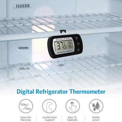 LCD Display Magnetic Hanging Refrigerator & Freezer Thermometer – Digital Temperature Meter for Fridge, Freezer & Kitchen Use