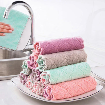 10-Piece Microfiber Dish Cloth Set – Double-Sided, Ultra-Absorbent, Multi-Purpose Cleaning Towels