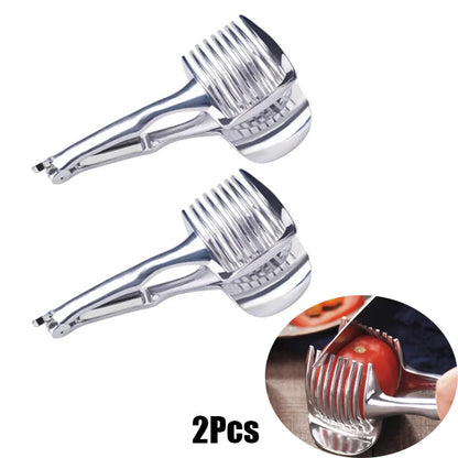 Stainless Steel Handheld Fruit Slicer Clip – Lemon, Orange, Tomato & Onion Cutter