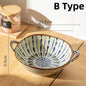 Hand-Painted Japanese Style Ceramic Noodle Bowl with Handle – Oven & Microwave Safe Bone China Tableware