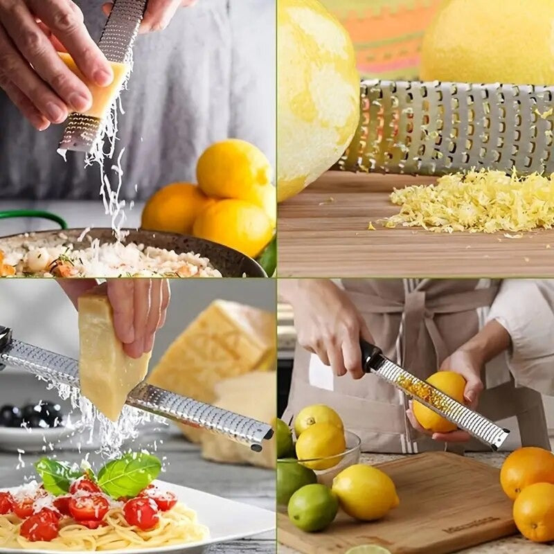 Multifunction Stainless Steel Handheld Grater & Slicer for Cheese, Lemon, Chocolate & Vegetables