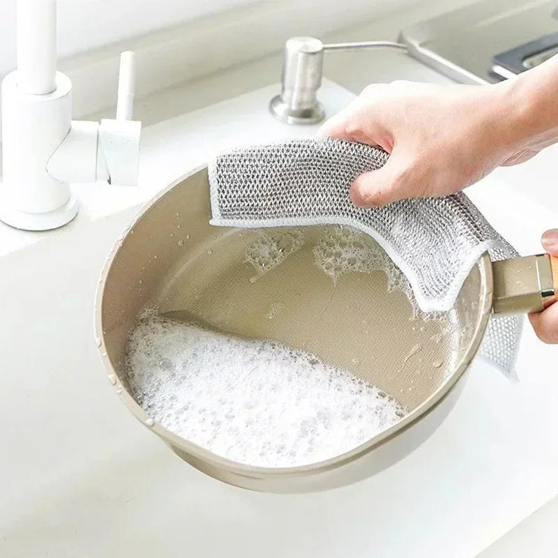 Heavy-Duty Metal Mesh Kitchen Cleaning Cloth – Non-Stick, Quick-Dry, Reusable Scrubber Towel
