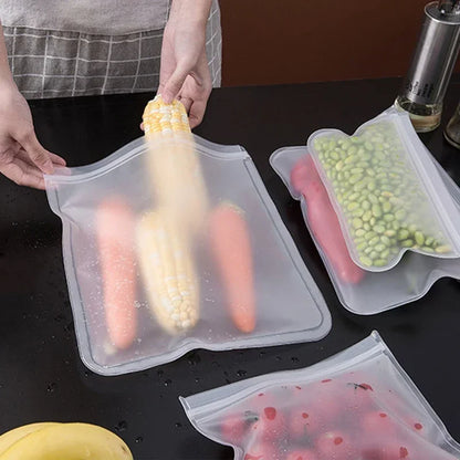 Reusable PEVA Ziplock Storage Bags – BPA-Free, Leak-Proof Freezer & Lunch Bags (1/5/10 Pcs)