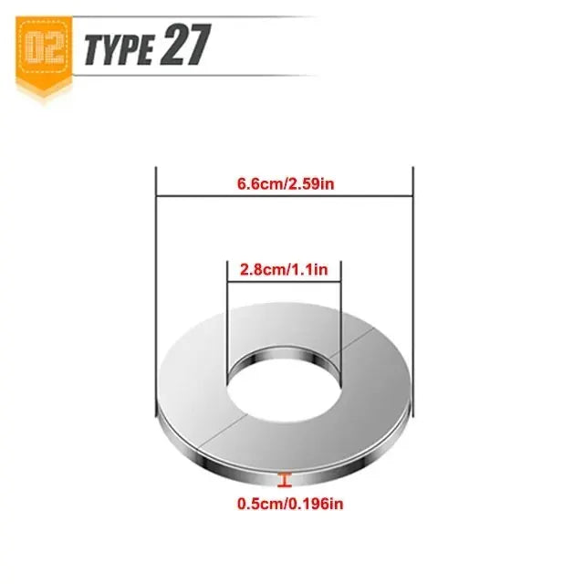 Self-Adhesive Stainless Steel Faucet Decorative Cover – Chrome Finish Wall Pipe Escutcheon for Bathroom & Kitchen (Multiple Sizes)