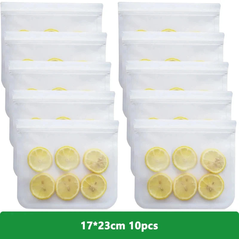 Reusable PEVA Ziplock Storage Bags – BPA-Free, Leak-Proof Freezer & Lunch Bags (1/5/10 Pcs)