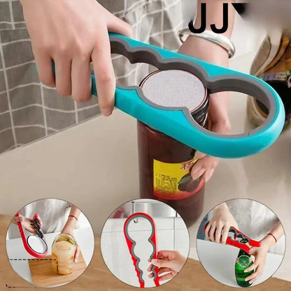 4-in-1 Multi-Function Can & Bottle Opener – Anti-Slip Handle Lid Twister for Jars, Cans, Pull-Tabs & Beverages