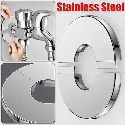 Self-Adhesive Stainless Steel Faucet Decorative Cover – Chrome Finish Wall Pipe Escutcheon for Bathroom & Kitchen (Multiple Sizes)