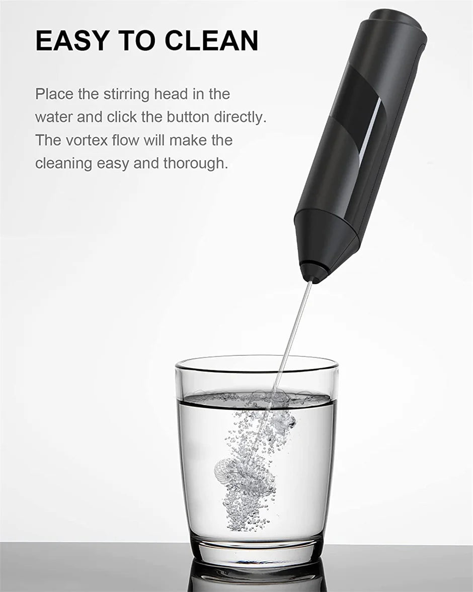 Electric Milk Frother Foam Maker – Portable Battery-Powered Coffee Mixer & Drink Whisk