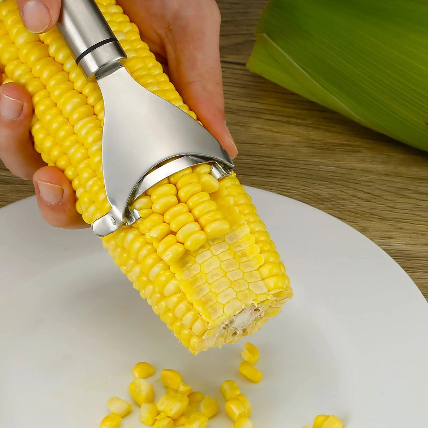 Stainless Steel Corn Peeler & Stripper – Quick Cob Cutter, Kernel Remover & Planer Tool for Easy Corn Prep