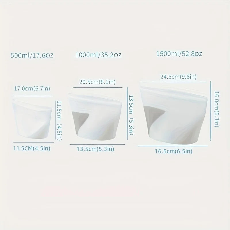 Microwave-Safe Silicone Food Storage Bags – Reusable, Leakproof, Dishwasher & Freezer Friendly Meal Prep Bags