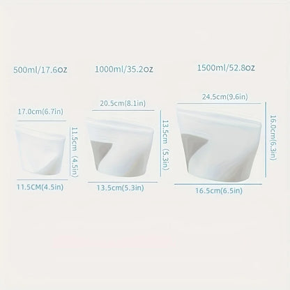 Microwave-Safe Silicone Food Storage Bags – Reusable, Leakproof, Dishwasher & Freezer Friendly Meal Prep Bags