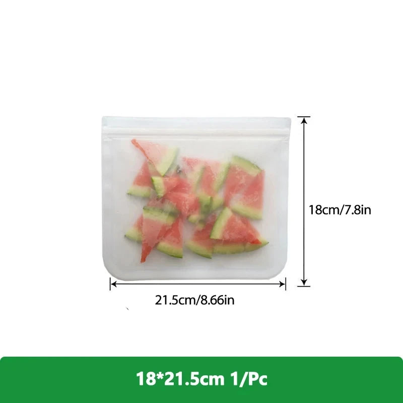 Reusable PEVA Ziplock Storage Bags – BPA-Free, Leak-Proof Freezer & Lunch Bags (1/5/10 Pcs)