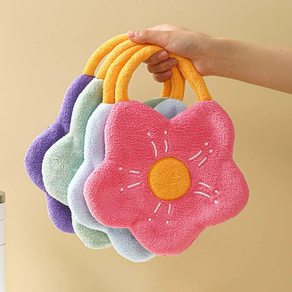 Soft Hanging Hand Towel – Reusable Fast-Drying Fleece Dishcloth for Kitchen & Bathroom