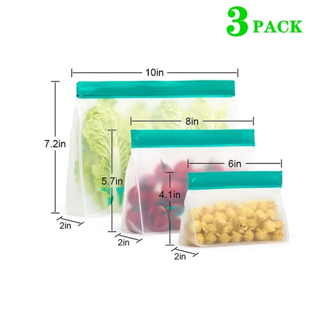 Reusable Silicone & PEVA Stand-Up Food Storage Bag – Leakproof, Freezer-Safe, Eco-Friendly Ziplock Fresh Bag