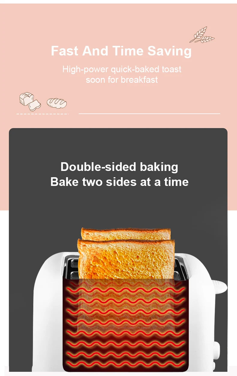 2025 Portable Mini Breakfast Toaster Automatic Removable Bread Crumb Tray Toaster 6 Modes 2 Slice Bread Maker Toaster Ding~