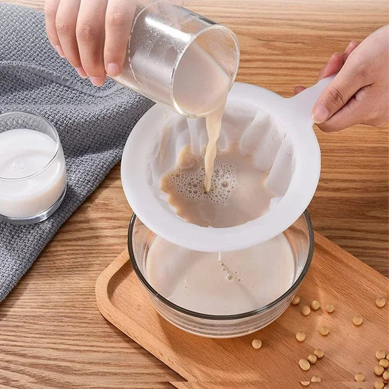 120/200/400 Mesh Ultra-Fine Nylon Kitchen Strainer – Plastic Sieve Filter Spoon for Soy Milk, Coffee, Yogurt & Juice