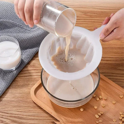 120/200/400 Mesh Ultra-Fine Nylon Kitchen Strainer – Plastic Sieve Filter Spoon for Soy Milk, Coffee, Yogurt & Juice