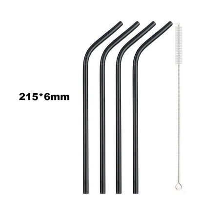 Premium 304 Stainless Steel Reusable Metal Drinking Straws – Straight & Bent Straws with Cleaning Brush | Eco-Friendly Bar & Kitchen Accessory