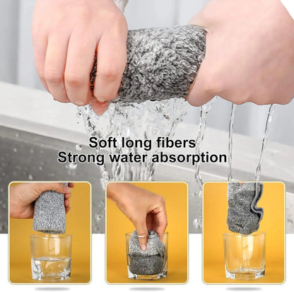 Bamboo Charcoal Super Absorbent Dishcloths – Thickened, Oil-Resistant Kitchen Cleaning Cloths (1–50 PCS)