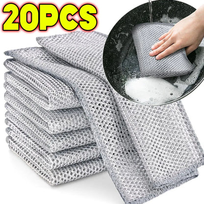 Magic Double-Sided Steel Wire Kitchen Cleaning Cloths – Heavy-Duty Scrub & Wipe Rags (1–20 PCS)