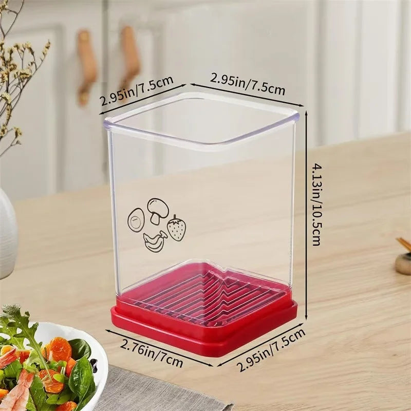 3-in-1 Stainless Steel Fruit Slicer – Push-Down Apple, Strawberry & Banana Cutter with Integrated Corer & Wedger