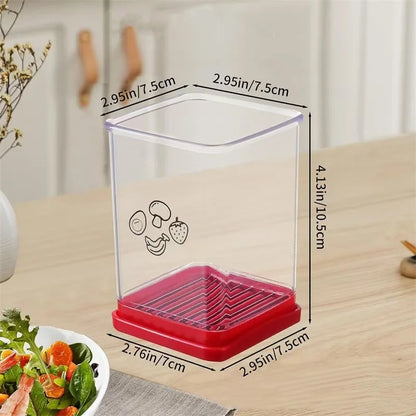 3-in-1 Stainless Steel Fruit Slicer – Push-Down Apple, Strawberry & Banana Cutter with Integrated Corer & Wedger