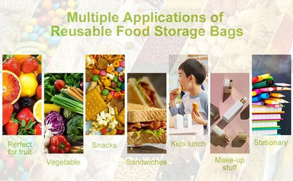 Reusable Silicone & PEVA Stand-Up Food Storage Bag – Leakproof, Freezer-Safe, Eco-Friendly Ziplock Fresh Bag