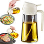 16oz/470ML Glass Oil Dispenser with Automatic Flip Lid — 2-in-1 Kitchen Bottle & Cooking Sprayer