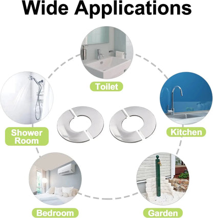 Self-Adhesive Stainless Steel Faucet Decorative Cover – Chrome Finish Wall Pipe Escutcheon for Bathroom & Kitchen (Multiple Sizes)