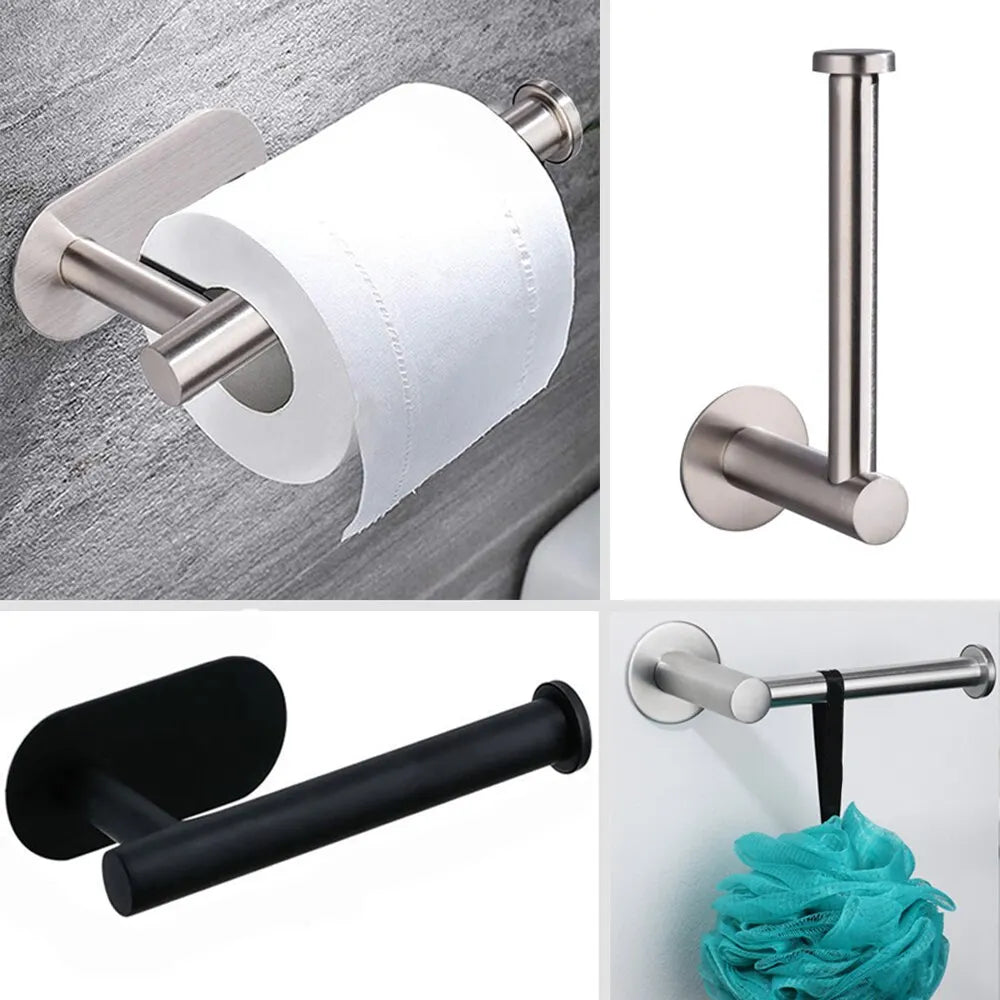 No-Drill Stainless Steel Toilet Paper Holder – Self-Adhesive Bathroom Tissue & Towel Dispenser for Home & Kitchen