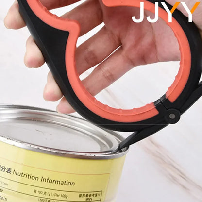 4-in-1 Multi-Function Can & Bottle Opener – Anti-Slip Handle Lid Twister for Jars, Cans, Pull-Tabs & Beverages