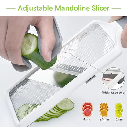 Adjustable Stainless Steel Mandoline Slicer – Multi-Function Veggie Chopper & Grater