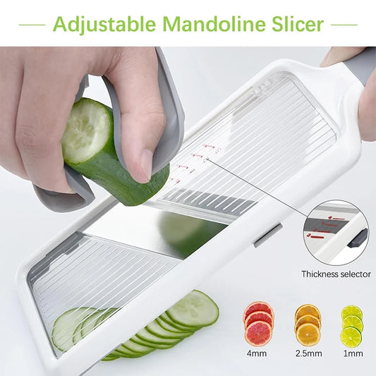 Adjustable Stainless Steel Mandoline Slicer – Multi-Function Veggie Chopper & Grater
