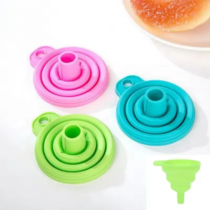 Mini Foldable Silicone Funnel – Collapsible Portable Funnel for Fuel, Oil, Kitchen Use & Liquids (Food-Grade Silicone)