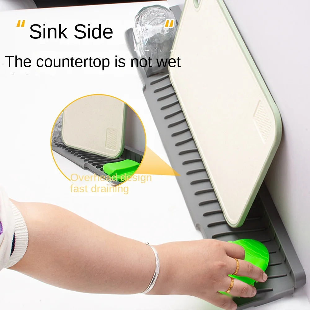 45cm Silicone Faucet Drain Mat – Anti-Slip Sink Splash Guard & Kitchen Sink Holder (Modern Farmhouse Decor)