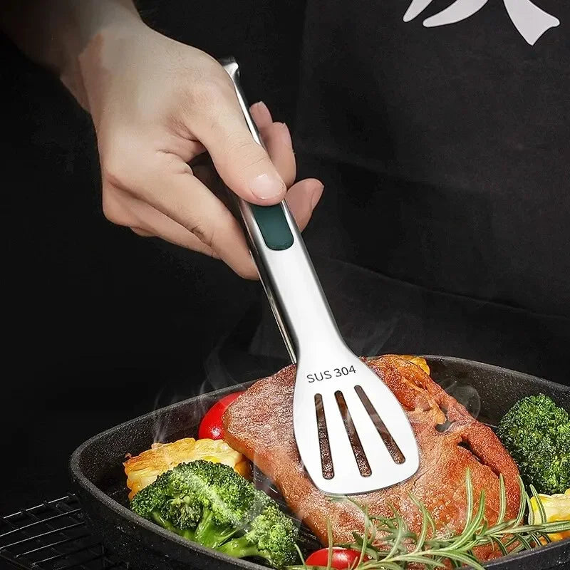Non-Slip Stainless Steel Food Tongs – Meat, Salad & Grill Clip for Home, BBQ & Buffet