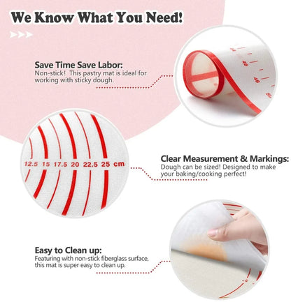 BUYYES Extra-Large Silicone Baking Mat – Non-Stick Kneading Pad for Dough, Pizza, Pastry & Cake Prep