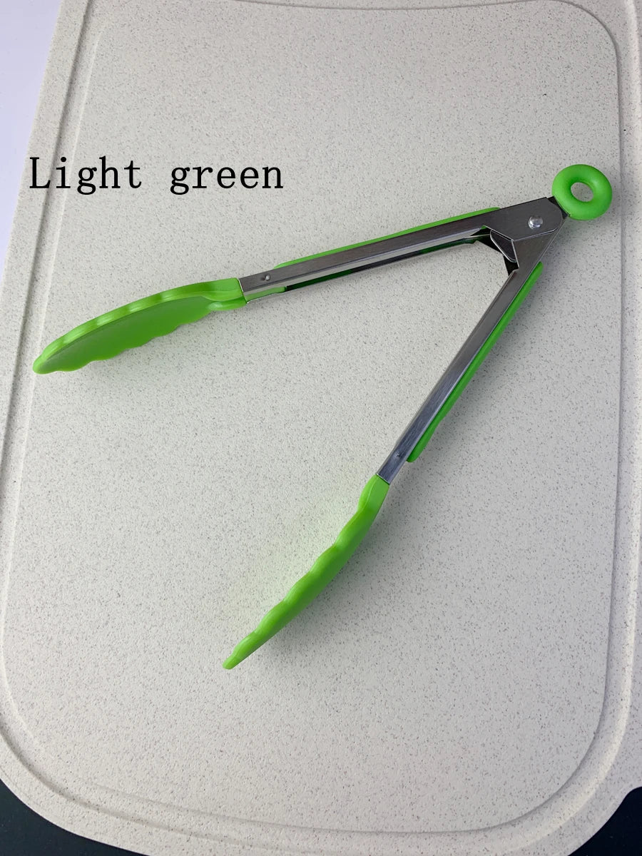 Anti-Slip Stainless Steel Cooking & Serving Tongs – Heat-Resistant Silicone Food Clip for Kitchen & BBQ