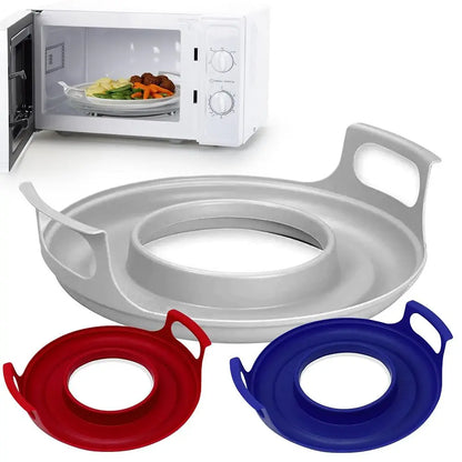 Heat-Resistant Microwave Plate & Bowl Holder – Food-Grade PP Tray with Handle for Carrying Hot Dishes