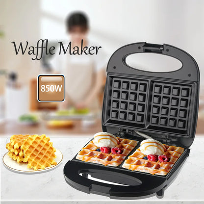 850W Double-Sided Multi-Functional Breakfast Maker – Waffle, Sandwich & Mini Cake Maker (Semi-Automatic, EU 220V)