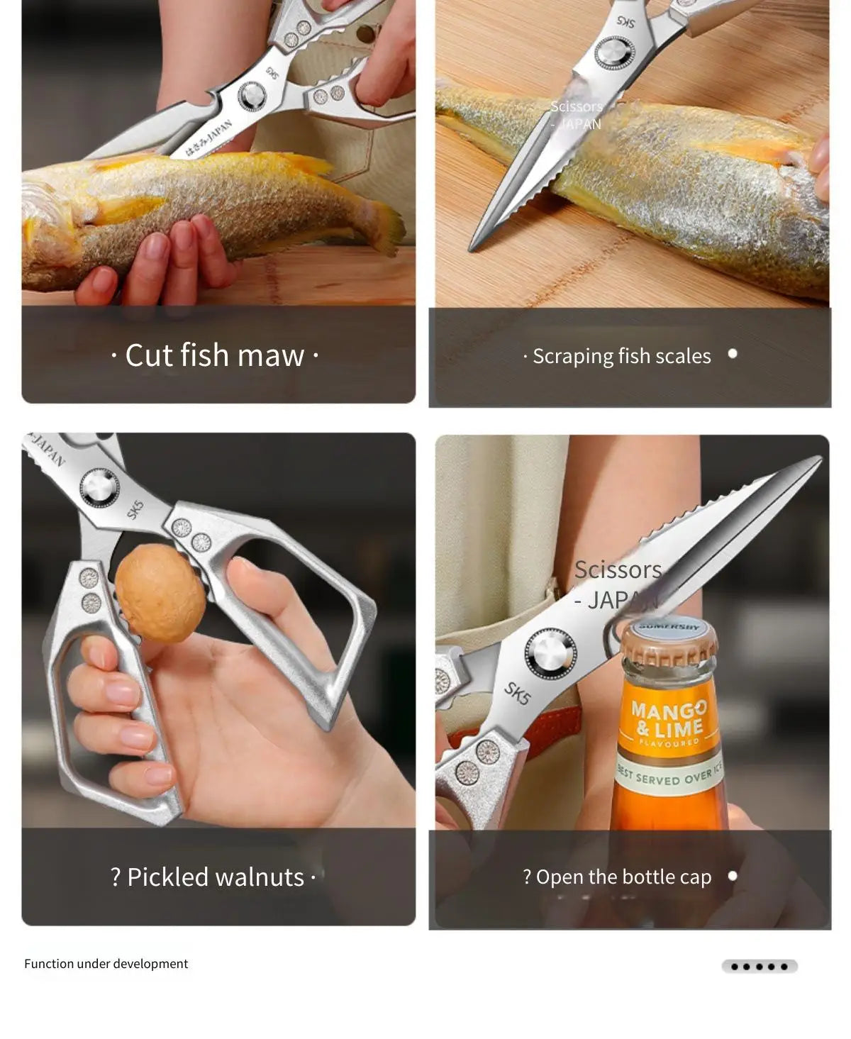 Stainless Steel Heavy-Duty Kitchen Scissors – Multi-Functional Bone Cutter for Chicken, Fish, Meat, Fruits & Vegetables