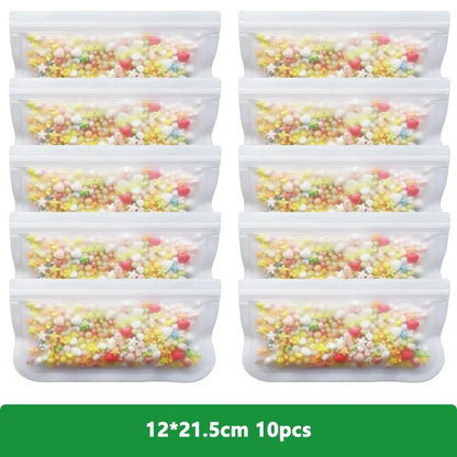 Reusable PEVA Ziplock Storage Bags – BPA-Free, Leak-Proof Freezer & Lunch Bags (1/5/10 Pcs)