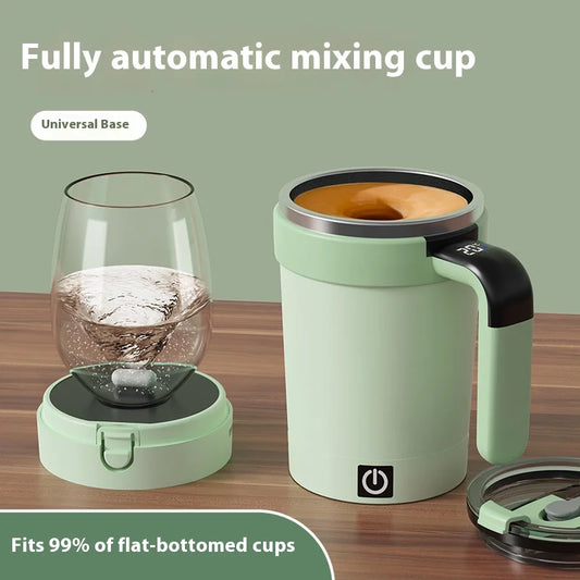 Smart Automatic Magnetic Stirring Cup – Temperature Display, USB Rechargeable, 380ml Portable Self-Mixing Mug