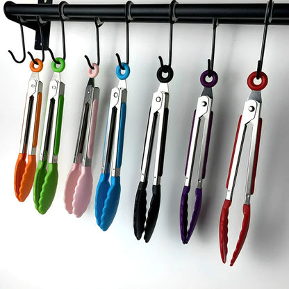 Anti-Slip Stainless Steel Cooking & Serving Tongs – Heat-Resistant Silicone Food Clip for Kitchen & BBQ