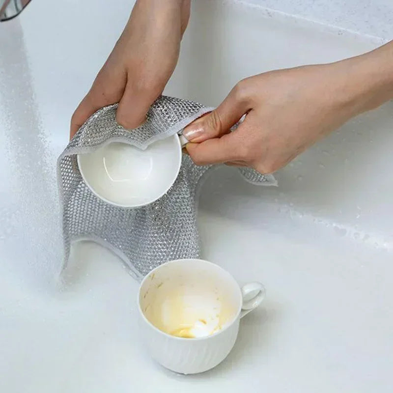 Heavy-Duty Metal Mesh Kitchen Cleaning Cloth – Non-Stick, Quick-Dry, Reusable Scrubber Towel