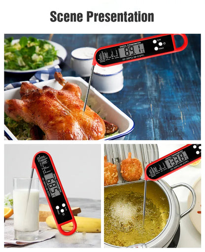 Digital Folding Meat Thermometer – Instant Read Kitchen Probe for BBQ, Oven, Water, Oil & Liquids